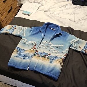 Blue Scenic Zip-Up Jacket